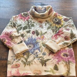 MONSE Multicolor Floral Turtleneck Sweater S